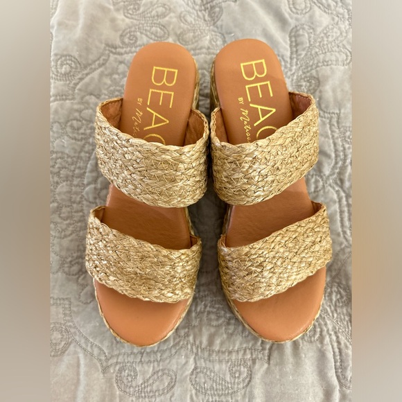 NWOT Beach by Matisse Ocean Ave Raffia Platform Sandals Slides Size 8 - Picture 7 of 12